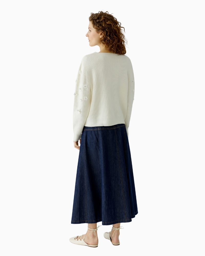 Oui Gardenia pullover, back view showing relaxed fit – Áines Boutique