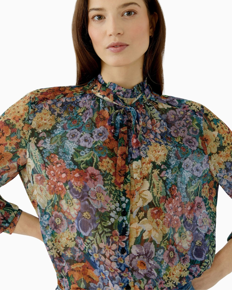Oui Blouse in Multi gobelin print detail