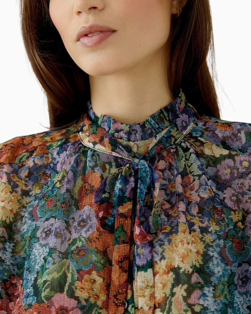 Oui Blouse in Multi ruffle collar detail
