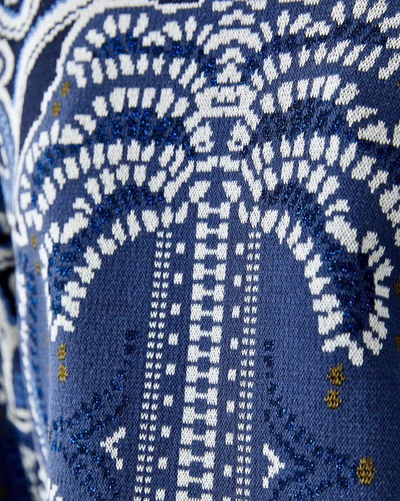 Close-up of details in jacquard knit fabric