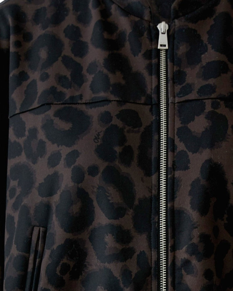 Oui Bomber Jacket in Leopard zip up detail