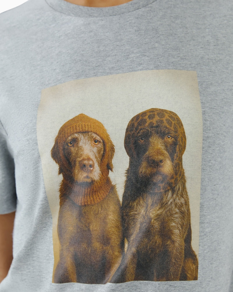 Oui Dog T-Shirt in Grey dog motif detail