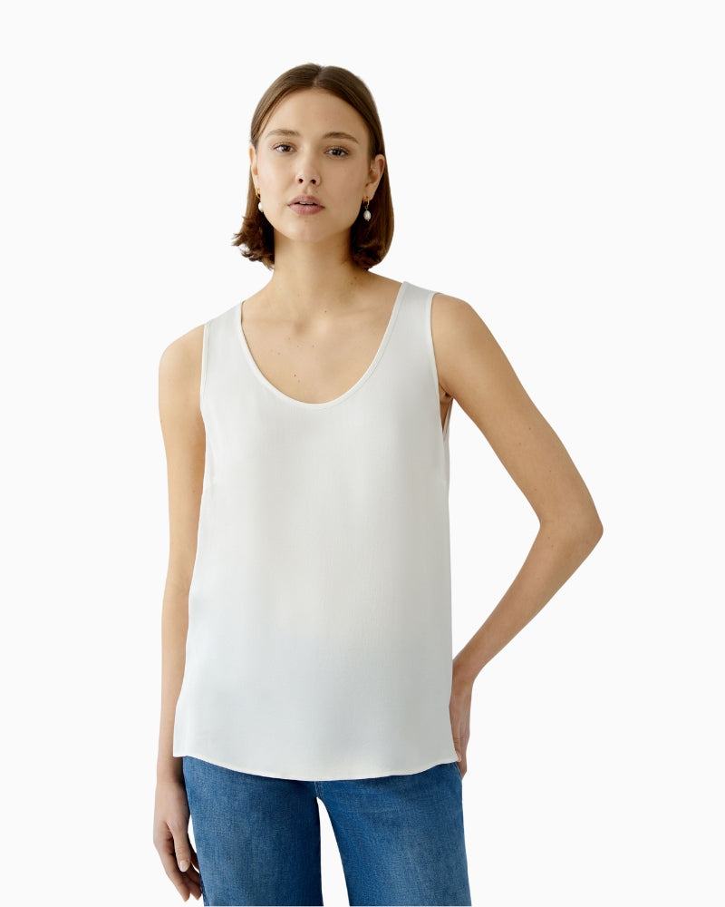 Model wearing EcoVero viscose tank top