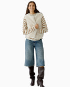 Oui faux fur layering vest in off white paired with casual outfit