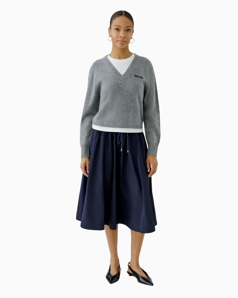 Oui Faux T-Shirt Jumper in grey full-length styled view