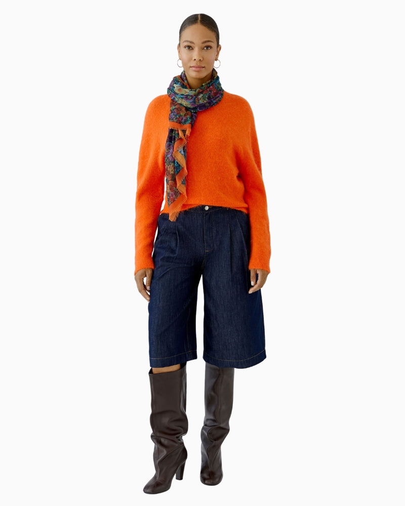 Oui Floral Gobelin Scarf in Multicolour styled