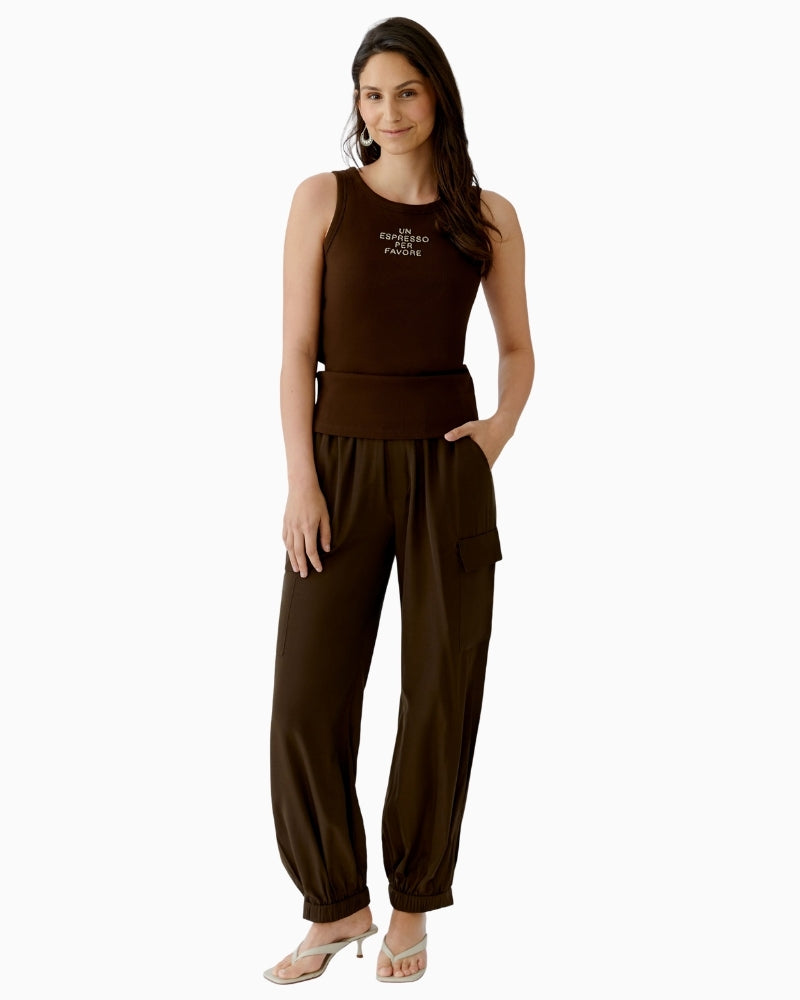 Oui Graphic Tank Top in Demitasse outfit view