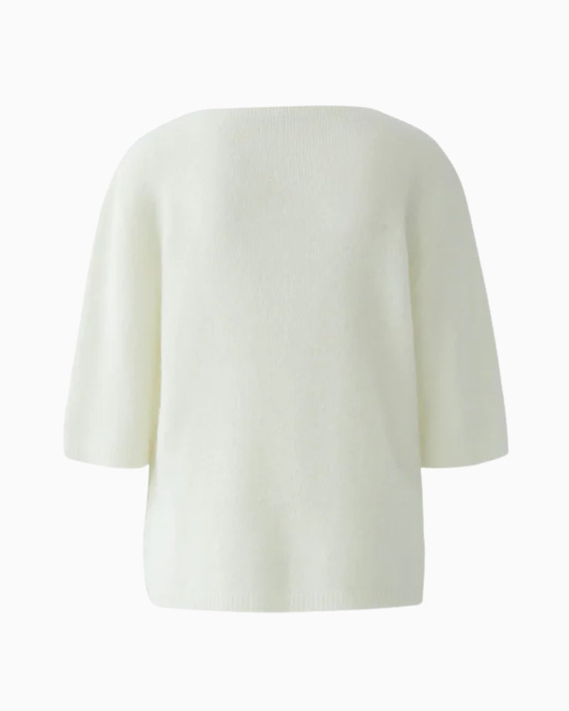 Oui Heart Motif Knit Jumper in off white back view