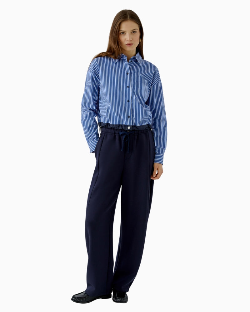Oui Hemd Shirt in Blue Stripe styled view