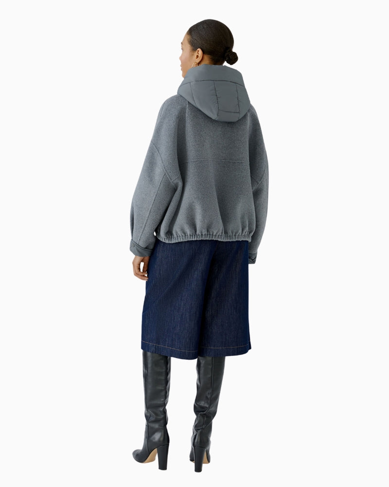Oui Hooded Jacket in Grey back view