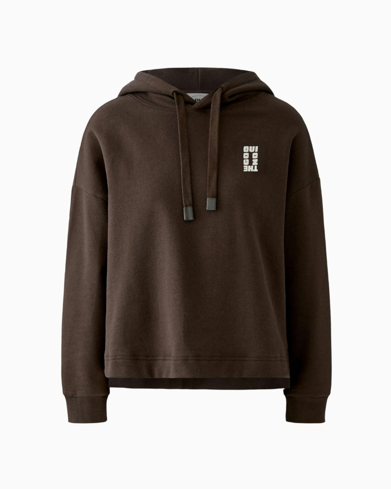 Oui Hoodie in Brown fabric detail