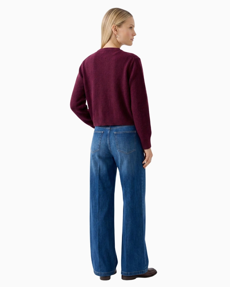 Oui Ilaya Cardigan in berry back view