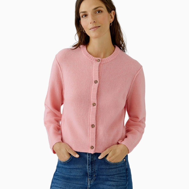 Oui Ilaya Cardigan in rose front view