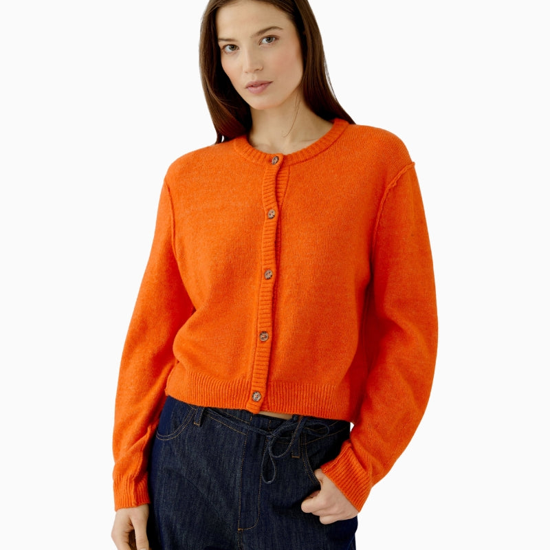 Oui Ilaya Knit Jacket in Orange front view