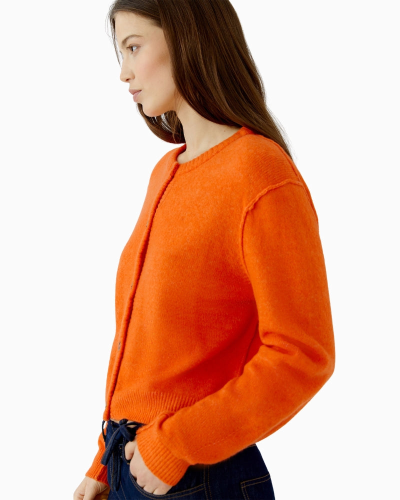Oui Ilaya Knit Jacket in Orange side view