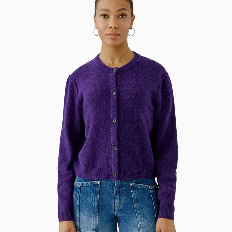 Oui Ilaya Knit Jacket in Violet front view
