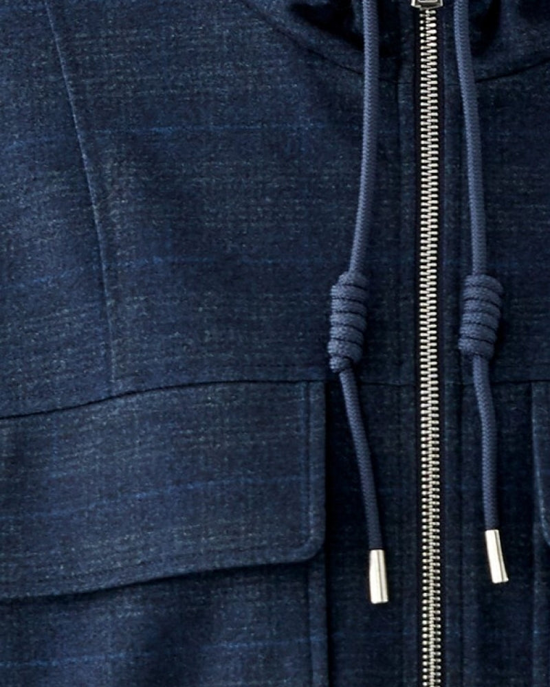 Oui Jacket in Navy fabric detail