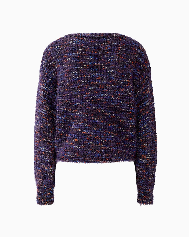 Oui Knit Sweater in Black/Violet back view