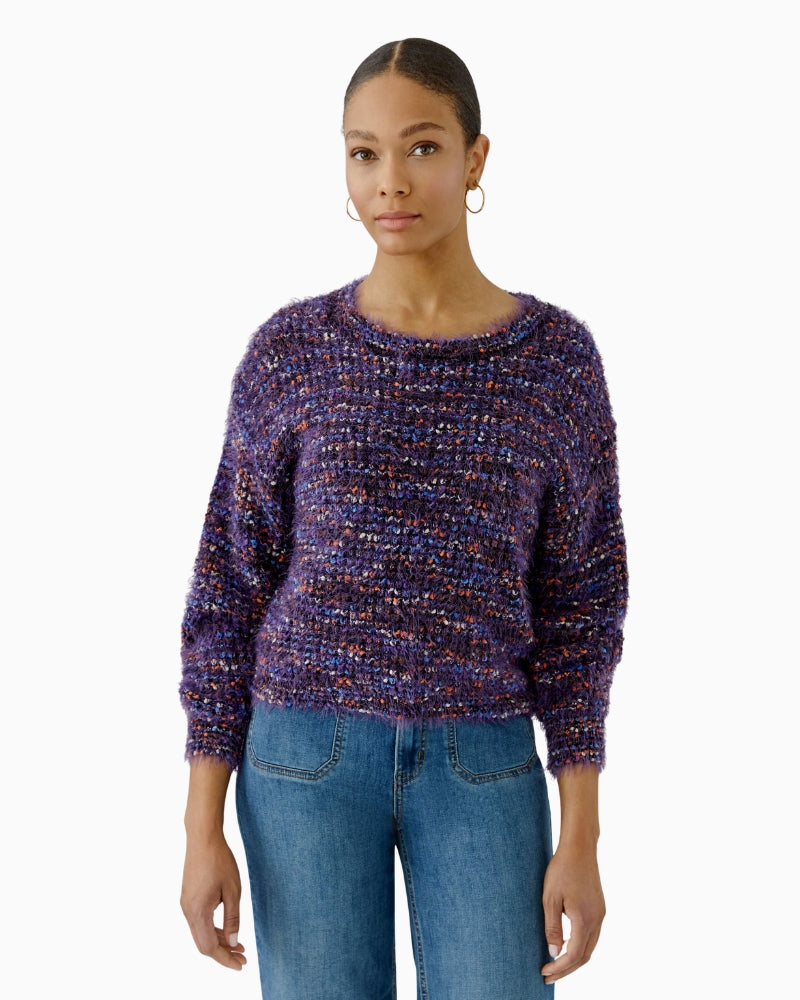 Oui Knit Sweater in Black/Violet front view