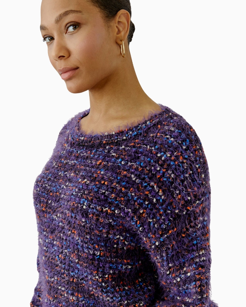 Oui Knit Sweater in Black/Violet side view