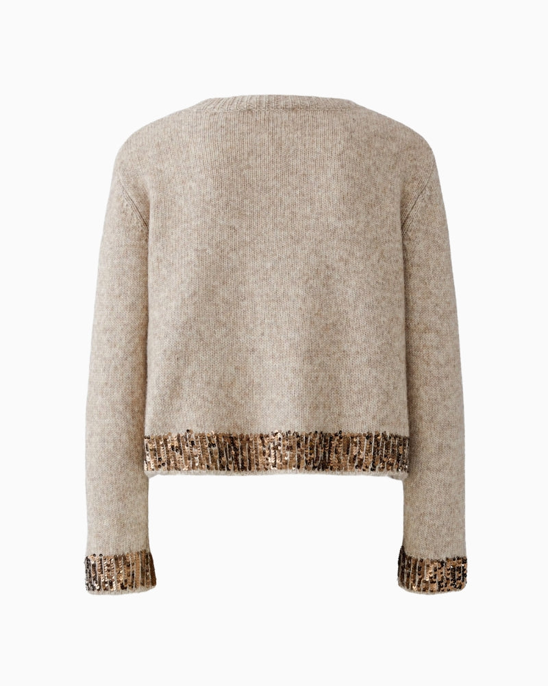 Oui Knit Sweater in Light Beige back view