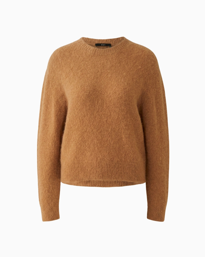 Oui Knitted Sweater in Brown fabric texture