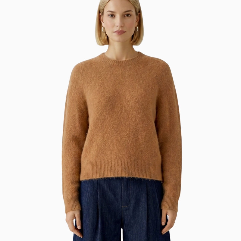 Oui Knitted Sweater in Brown front view