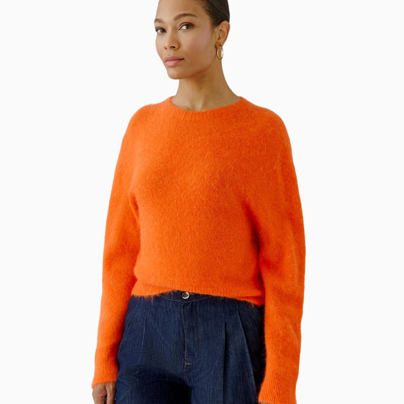 Oui Knitted Sweater in Orange front view