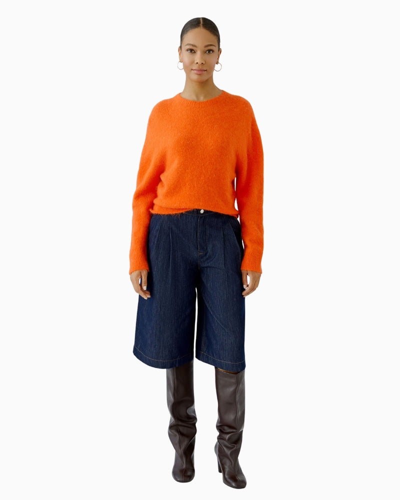 Oui Knitted Sweater in Orange styled view
