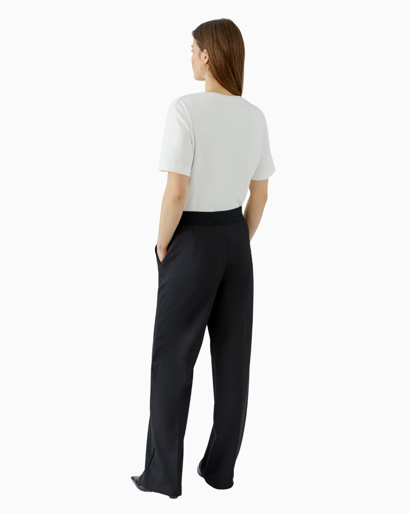 Oui LACY Pants in black full-length back view