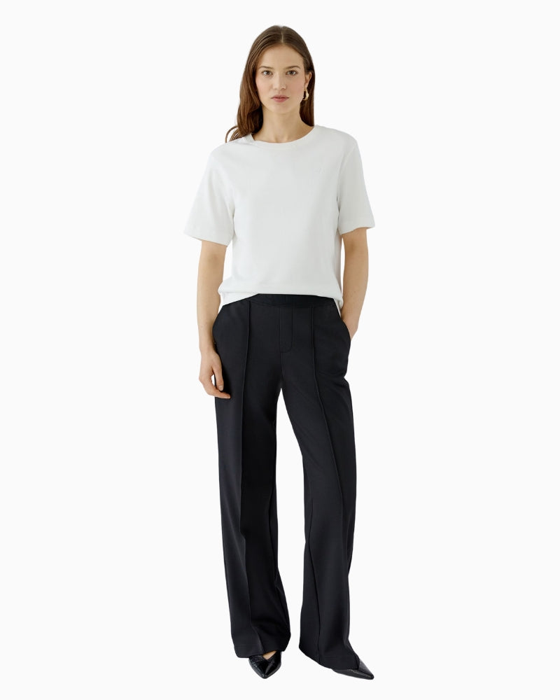 Oui LACY Pants in black full-length front view