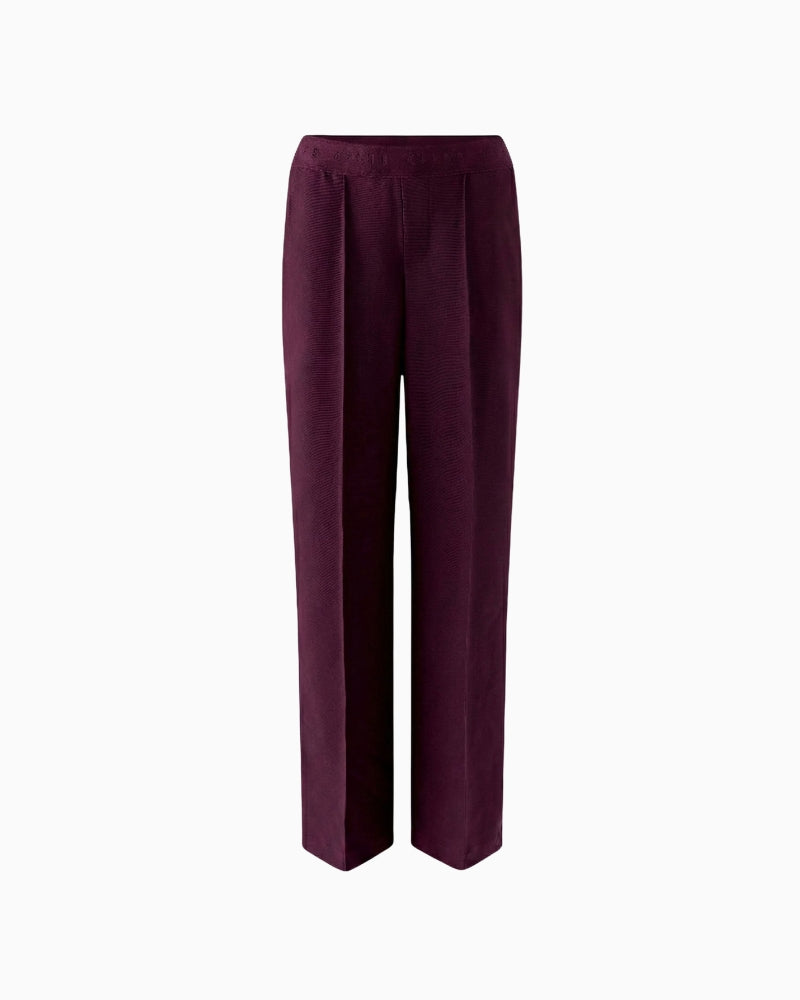 Oui Lacy Trousers in Berry fabric detail