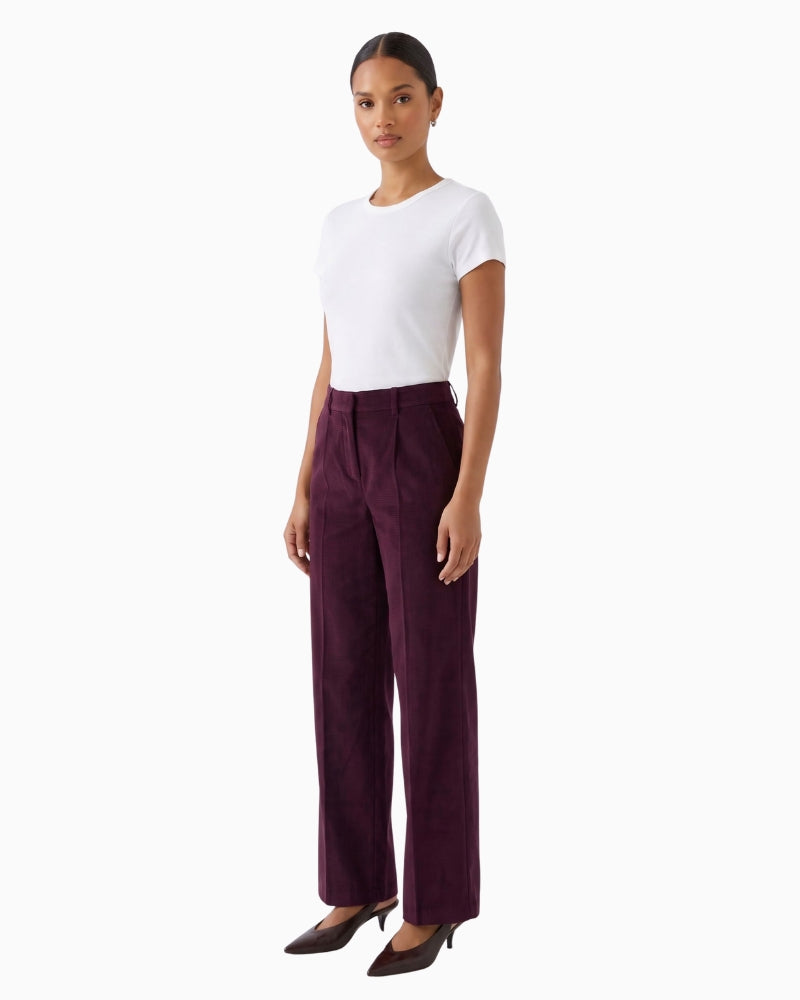 Oui Lacy Trousers in Berry side view