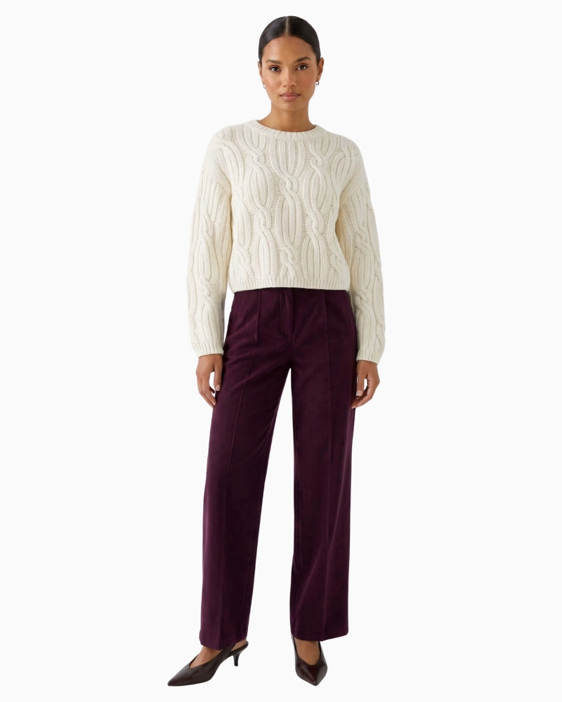 Oui Lacy Trousers in Berry styled view