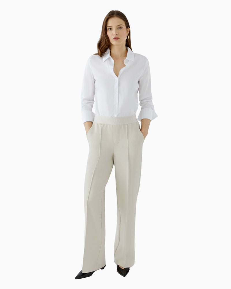Oui Lacy Trousers in Offwhite front view