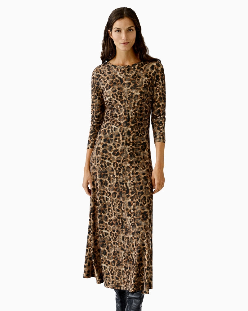 Oui Leo Maxi Dress in leopard print, full-length front view