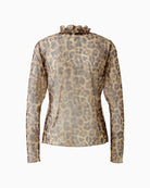 Back flat lay of Oui leopard print mesh long-sleeve shirt