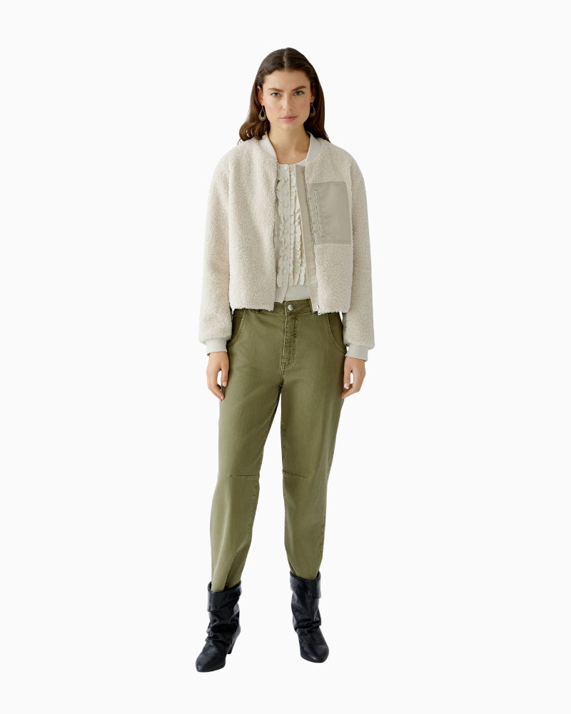 Oui jacket styled with casual jeans and boots