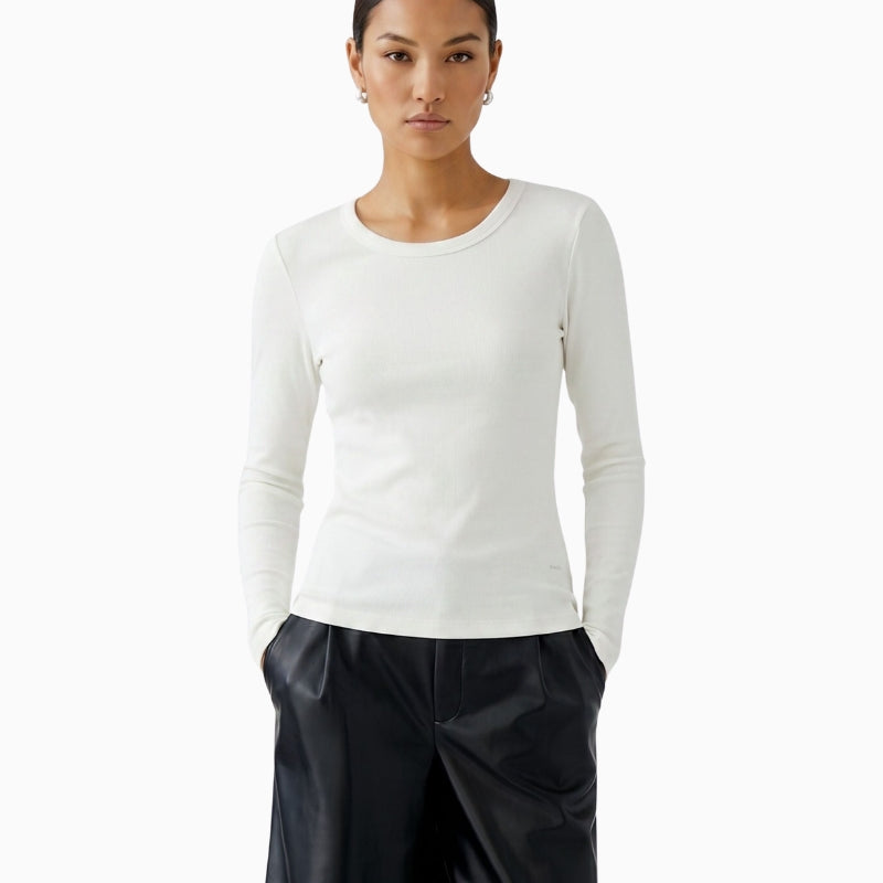 Oui Long Sleeve T-Shirt in off white front view