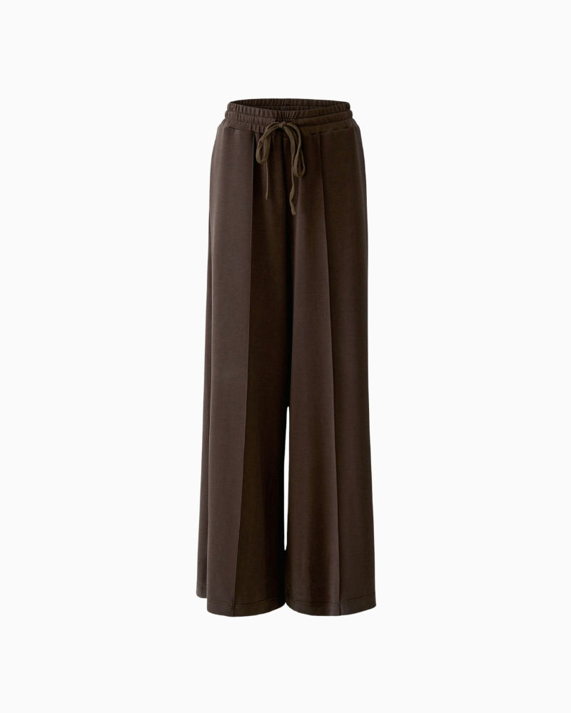 Oui Marlene Trousers in Brown full-length view