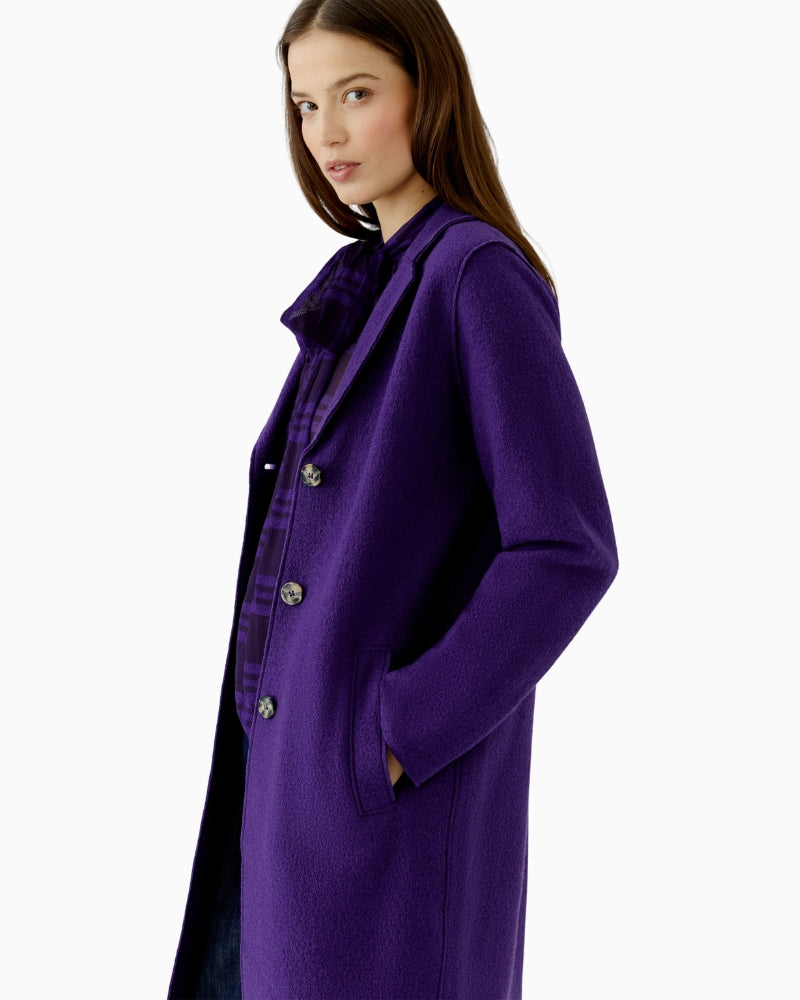 Oui Mayson Boiled Wool Coat in Violet side view