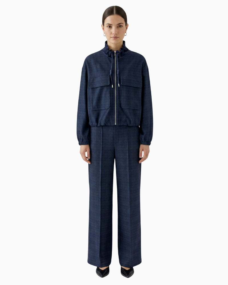 Oui Mid Rise Trousers in navy styled view