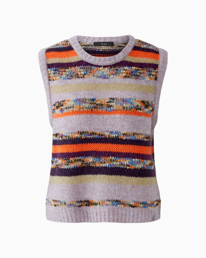 Oui Multi Stripe Vest in Multi stripe knit detail