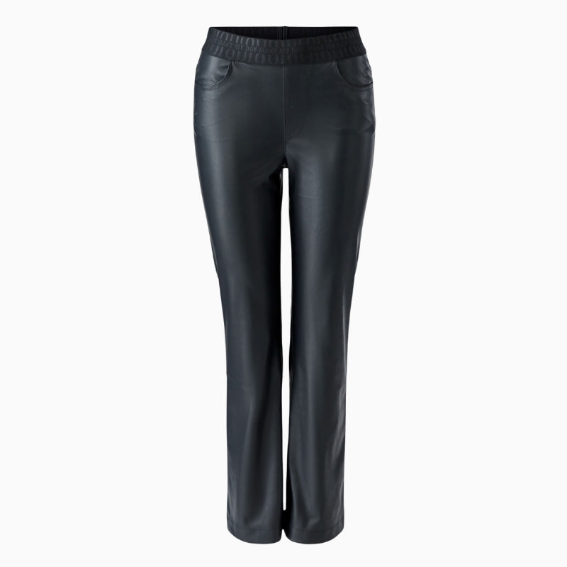 Oui PU Trousers in Black front view