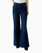 Oui dark blue palazzo jeans with wide leg and high waist