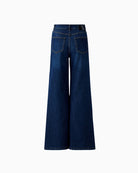 Flat lay back view of Oui denim palazzo jeans with wide leg and high waist