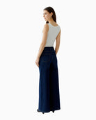 Back view of Oui high-waisted wide-leg jeans in stretch denim