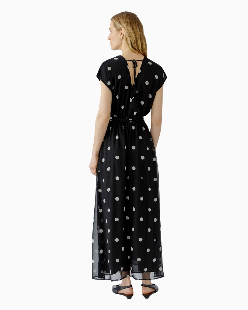 Oui Polka Maxi Dress in Black back view