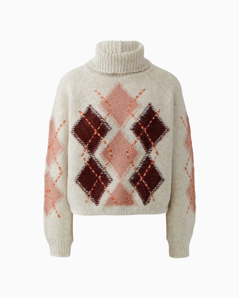 Oui Poloneck in Light Beige front detail