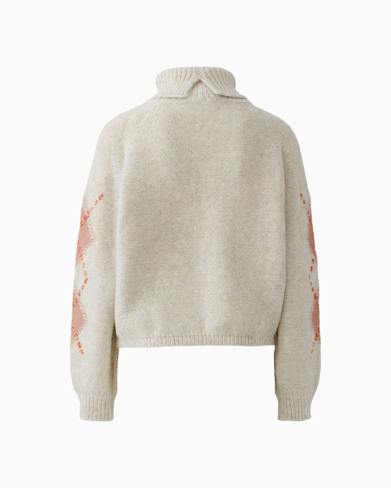 Oui Poloneck in Light Beige turtleneck and back slit detail
